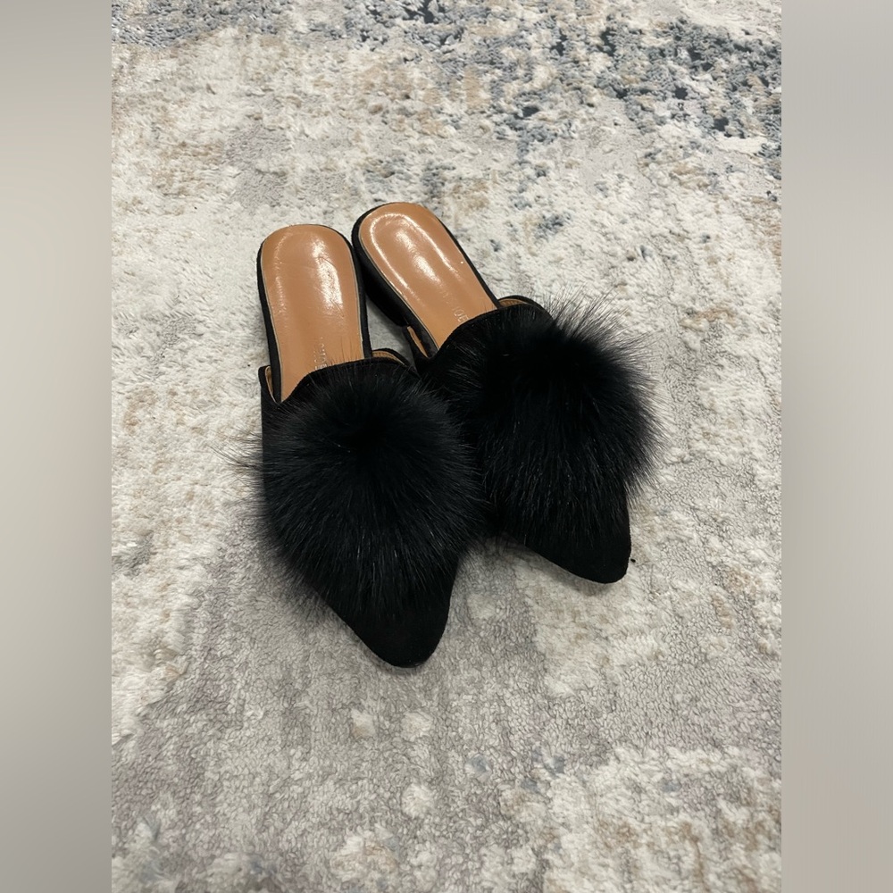 Black Suede Mules